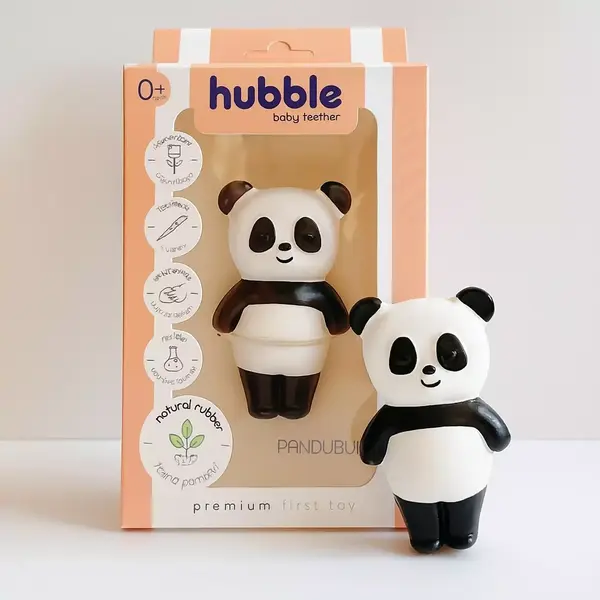 Hubble Doğal Bebek Diş Kaşıyıcı Ve Oyuncağı Panda