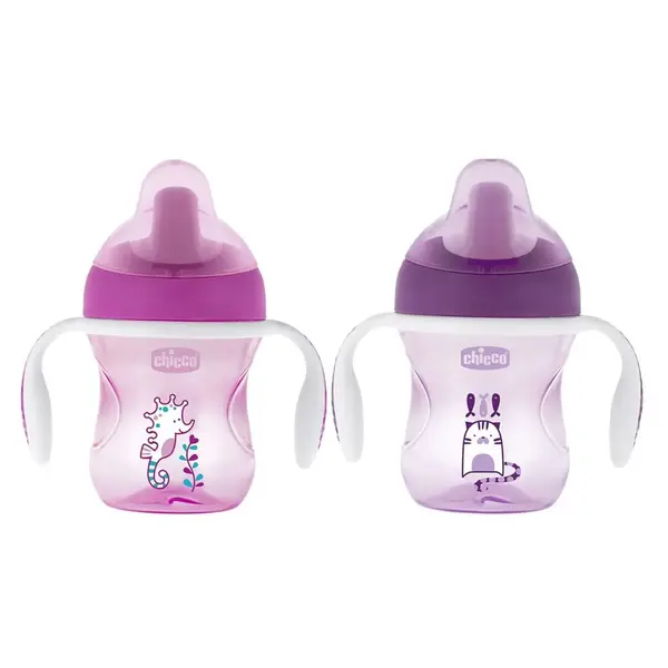 Chicco Yarı Yumuşak Uçlu Alıştırma Bardağı 6+ Ay Kız
