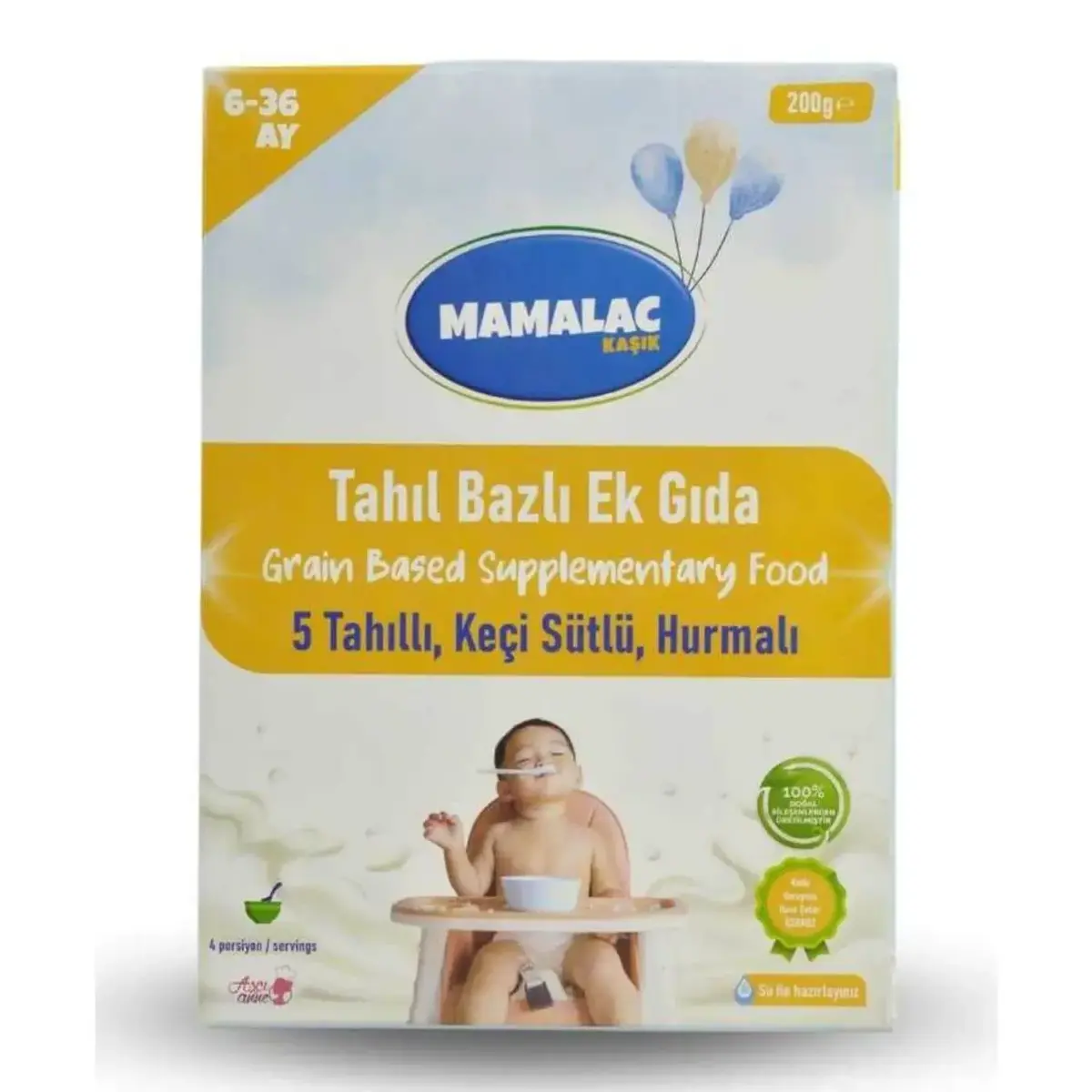 Aşçı Anne Mamalac 5 Tahıllı Keçi Sütlü Hurmalı Kaşık Maması 200 gr
