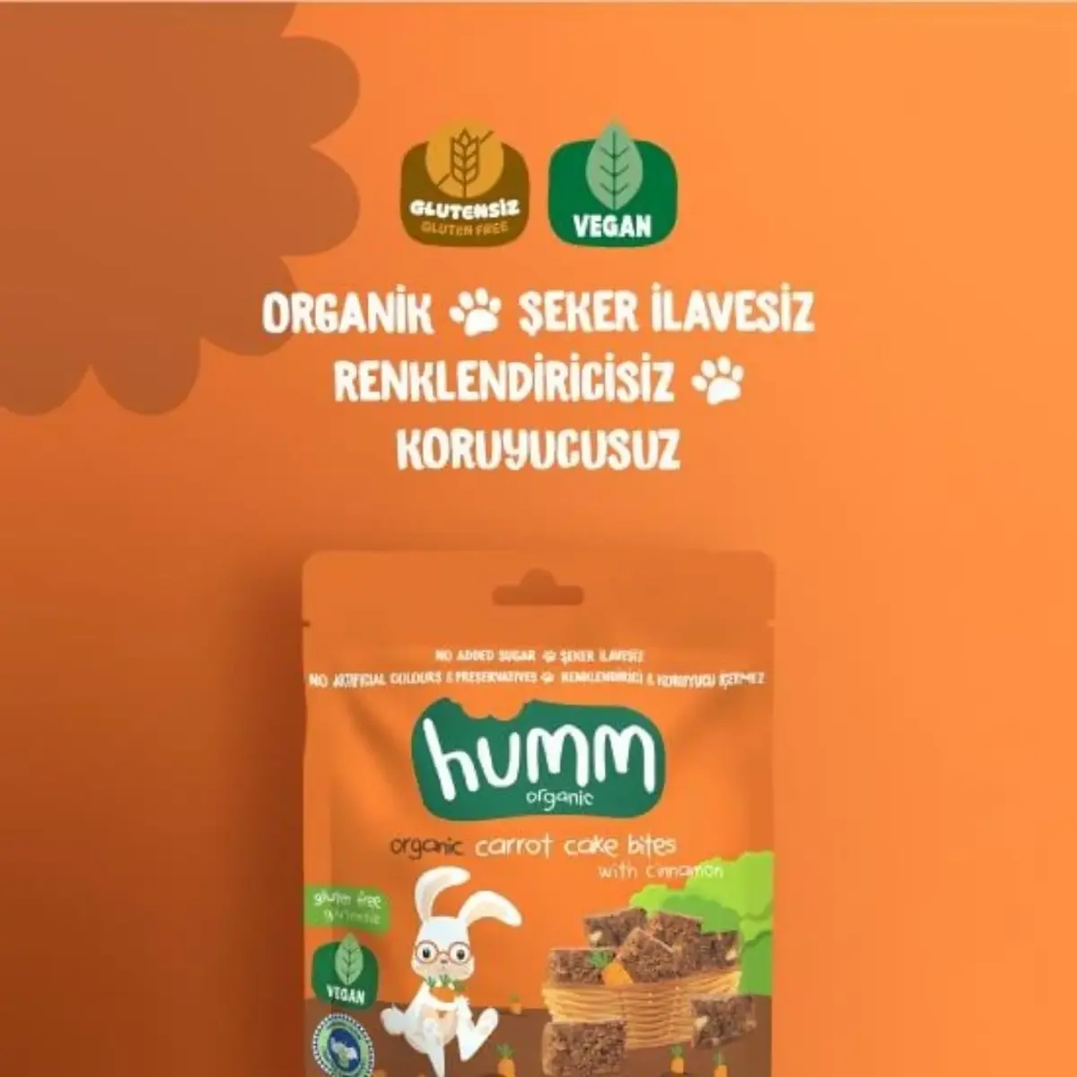 Organik Glutensiz Vegan Havuçlu ve Tarçınlı Kek 30 gr