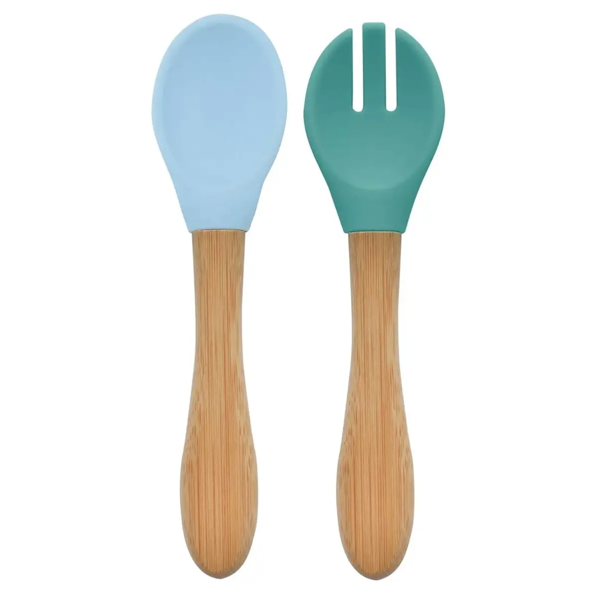 OiOi Mama Kaşığı + Çatal - Mineral Blue / Aqua Green