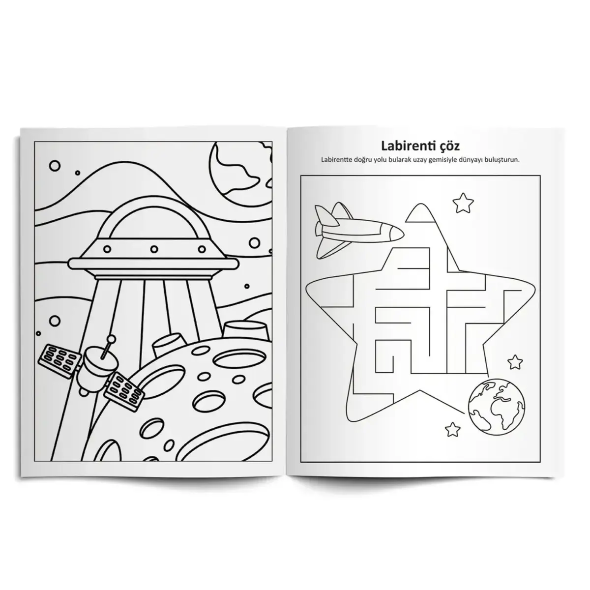 Lino Boya Sil Aktivite Boyama Kitabı Uzay(Silinebilir)