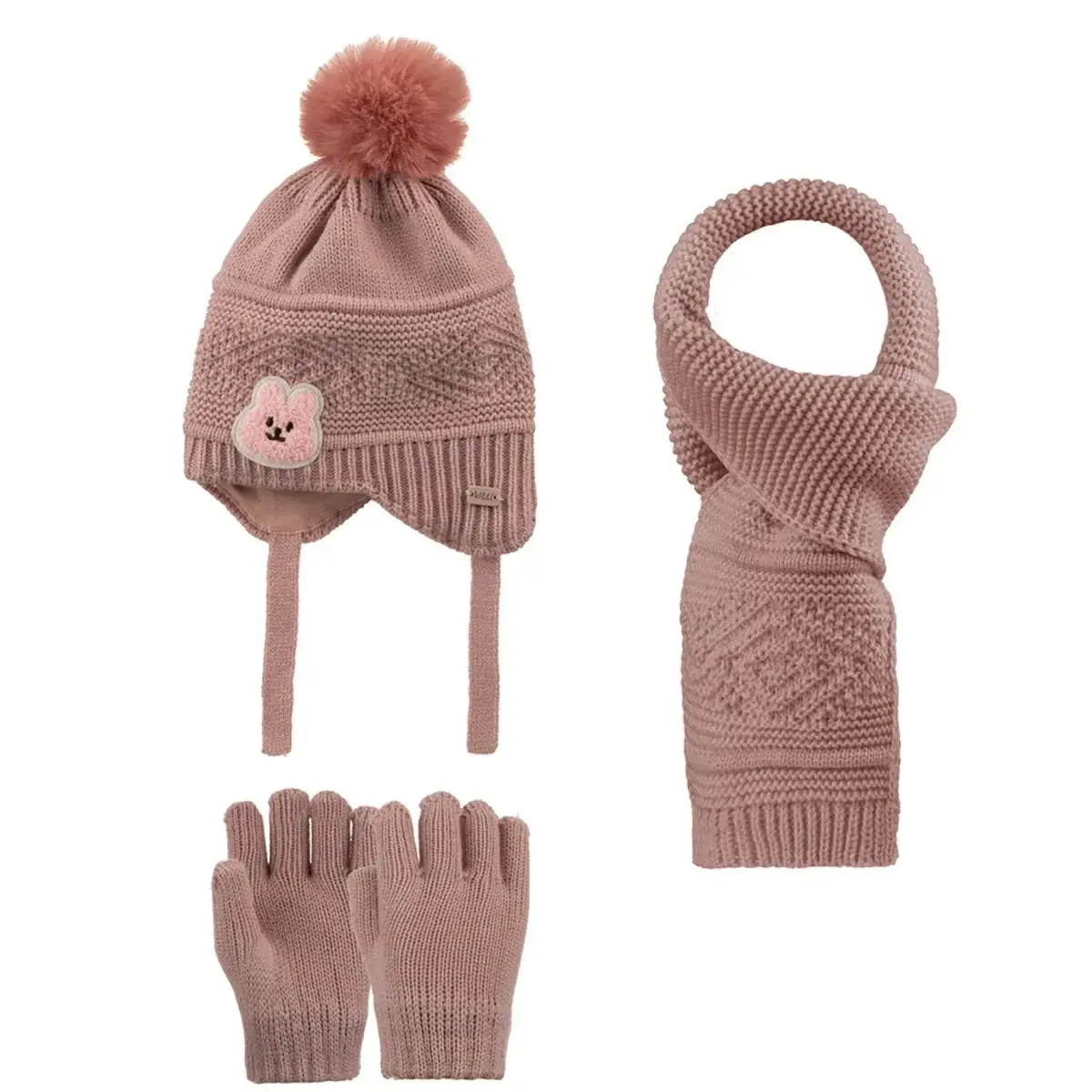 Kitti Eldiven Atkı Bere Takım 1-4 Yaş Pudra Asortili