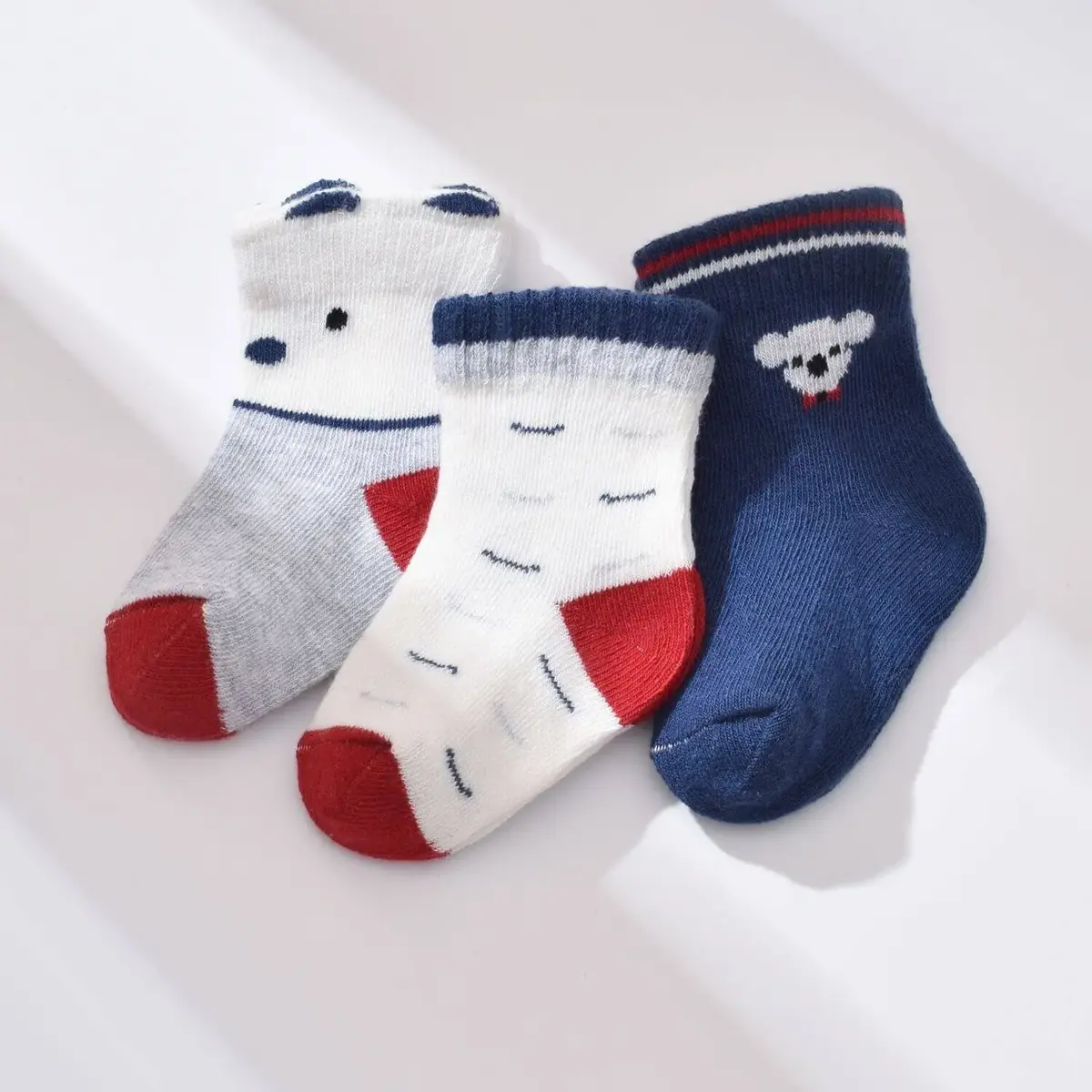 Bibaby Organik Çorap Soket 3lü Papyonlu Koala Lacivert