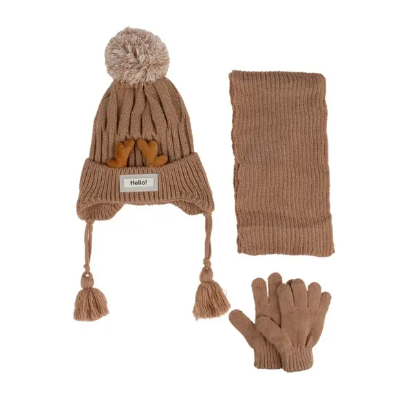 Kitti Eldiven Atkı Bere Takım 1-4Yaş Açık Kahve Asortili