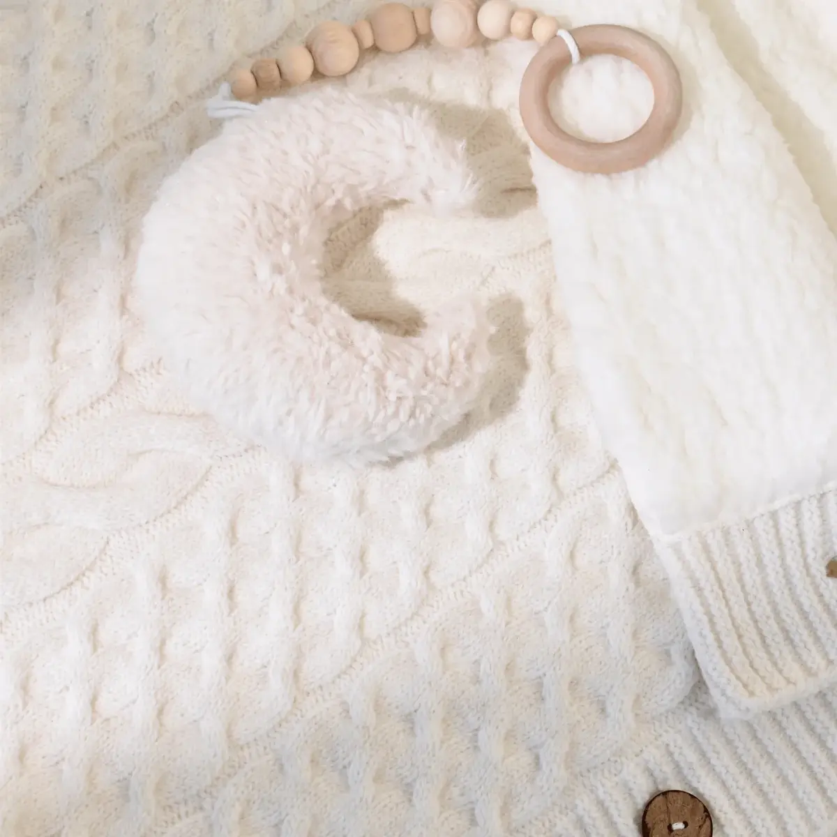 Bibaby Kundak Zincir Triko Ekru
