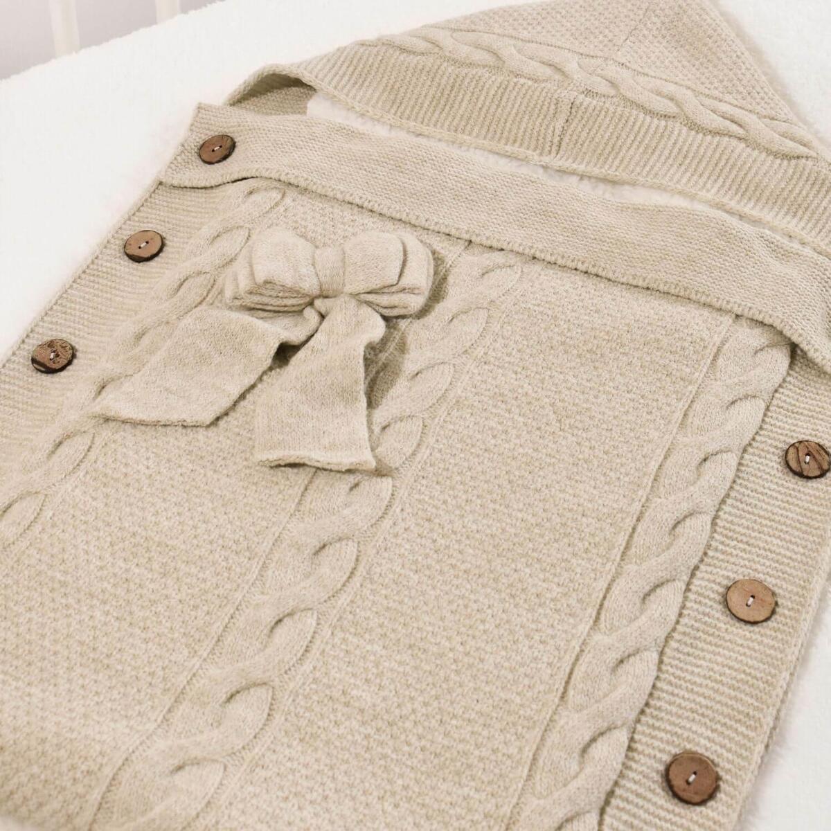 Bibaby Kundak Triko Fiyonklu Bej