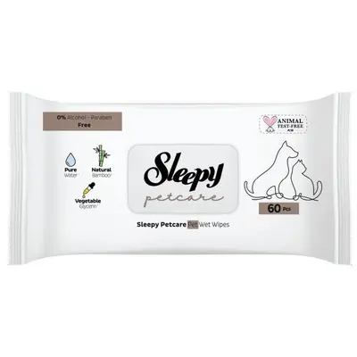 Sleepy Petcare Islak Bakım Havlusu 60lı