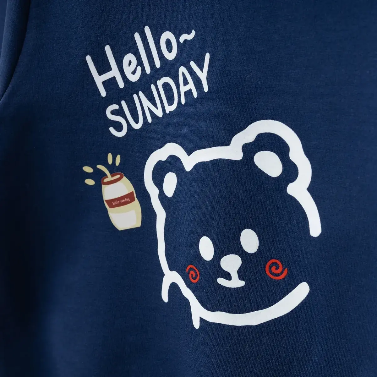 Bebolly Sweatshirt Hello Sunday Ayıcıklı Baskılı Lacivert