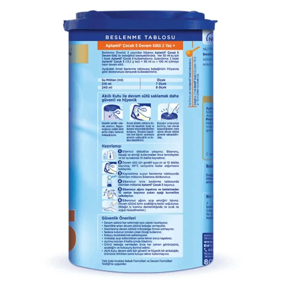 Aptamil 5 Devam Sütü 800 gr Unibaby Sensitive Islak Mendil Hediyeli