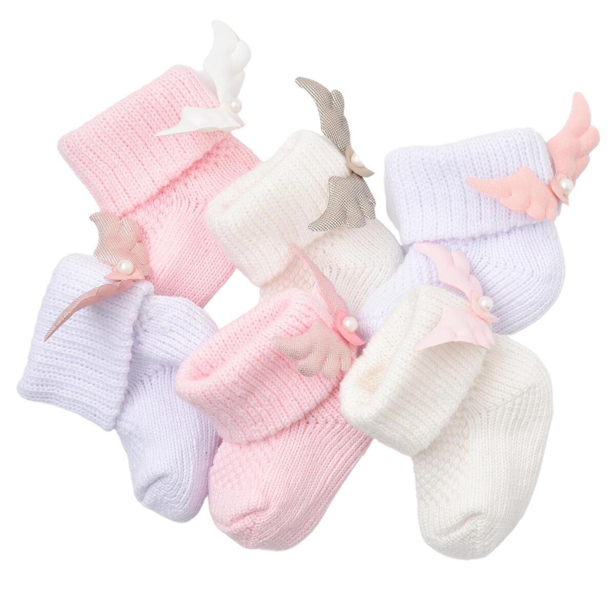 Bibaby Patik Çorap Angel Beyaz - Pembe