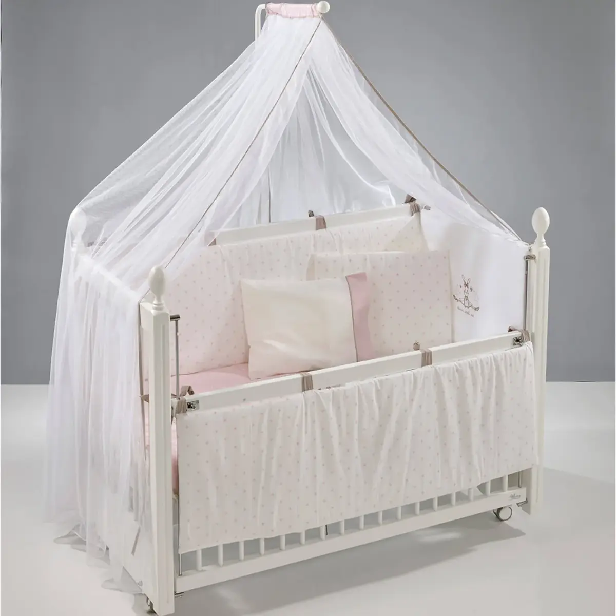 Meltem Smart Kral Beşik 60x120 cm Beyaz -  Tiny Ballerina Pembe