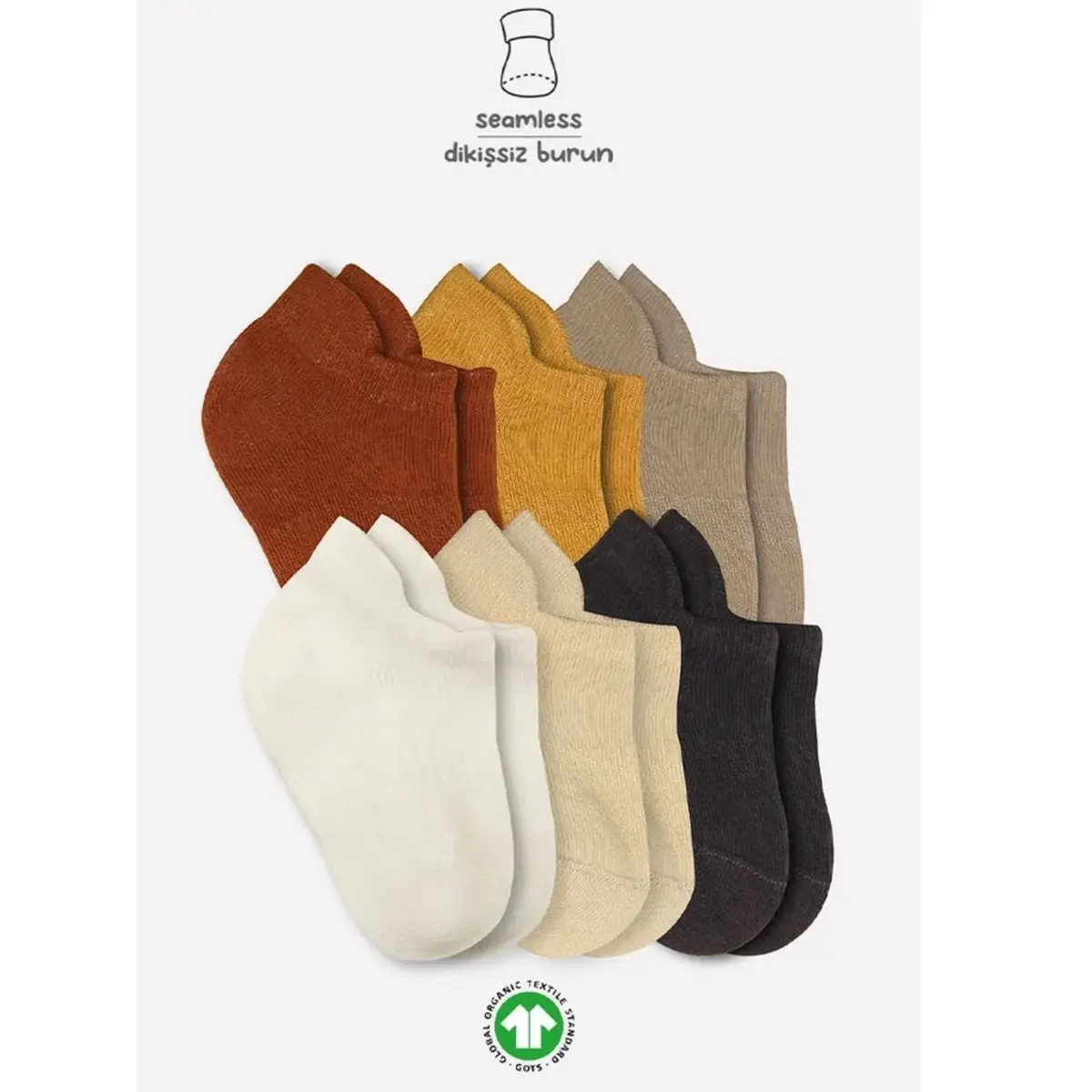 Bibaby Çorap Sneakers Bistyle 6lı Colors Toprak