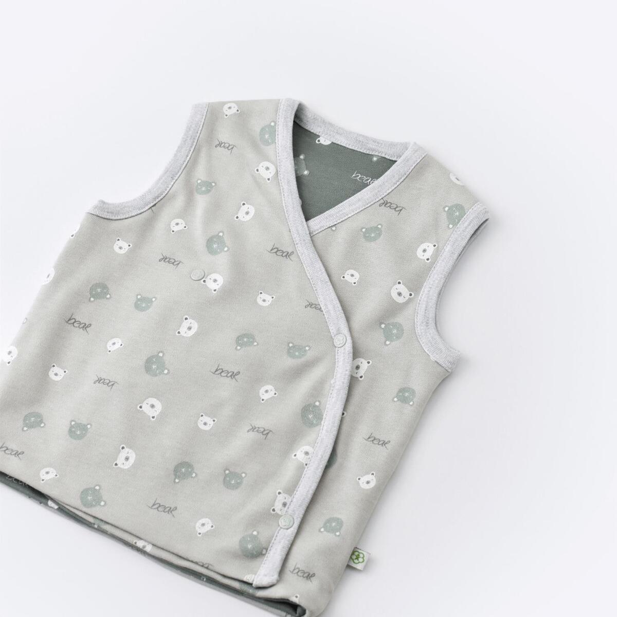 Bibaby Organik Yelek Çift Taraflı Hug Me Bear Yeşil