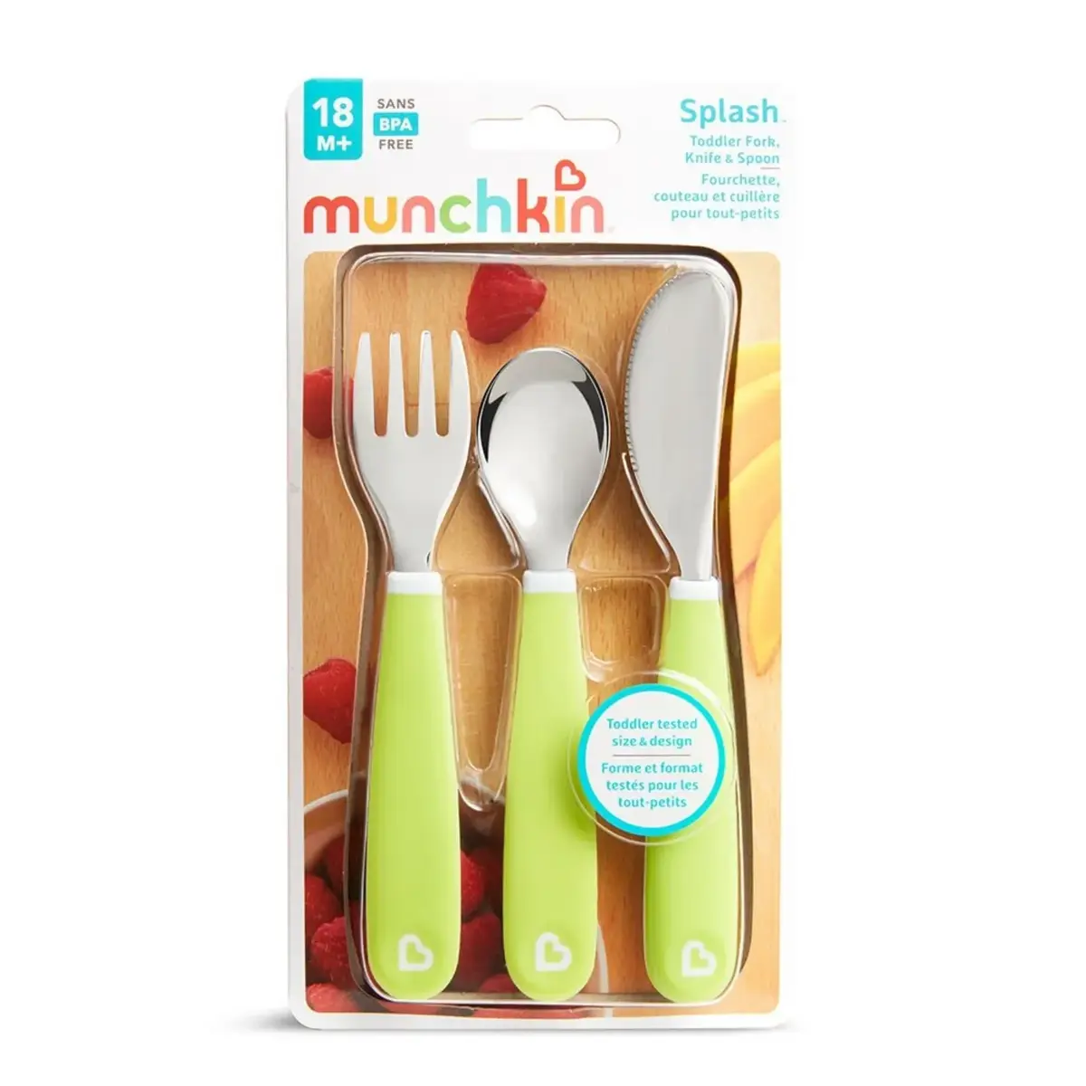 Munchkin Sıçramayı Engelleyici Çocuk Çatal Bıçak Kaşık Seti 18ay+ Yeşil