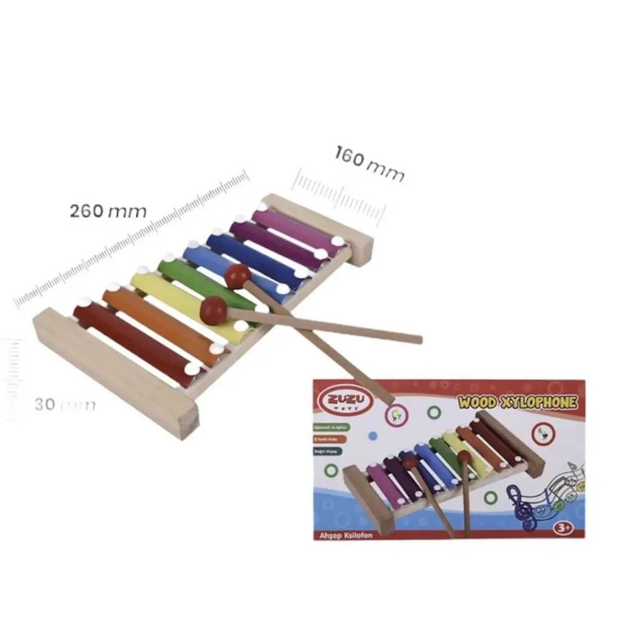 Zuzu Toys Ahşap Ksilofon 8 Notalı