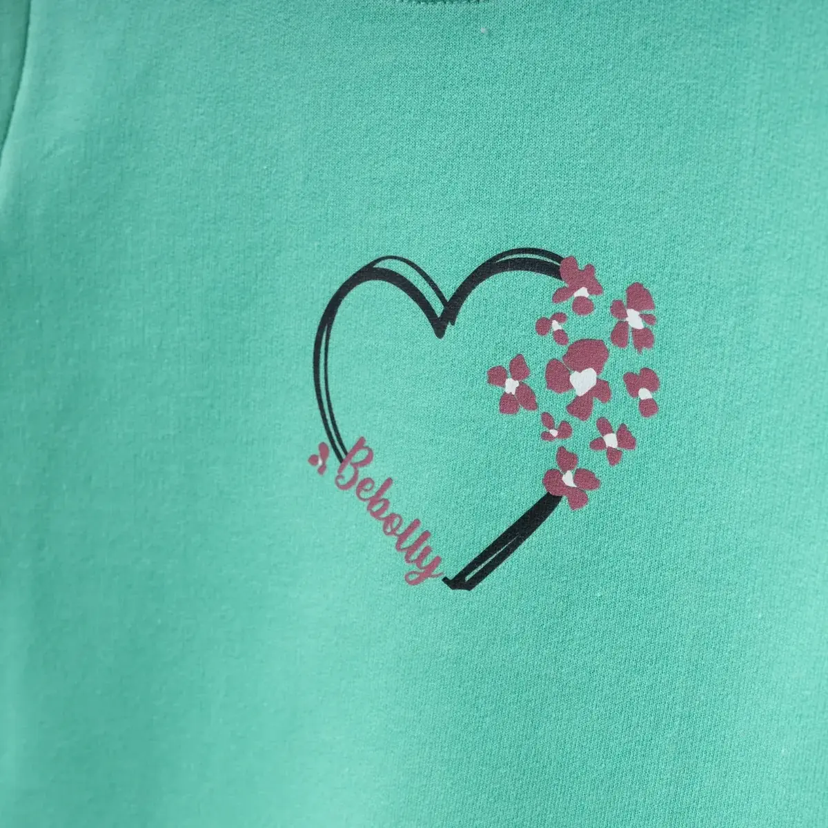 Bebolly Sweatshirt Kalp Baskılı Mint
