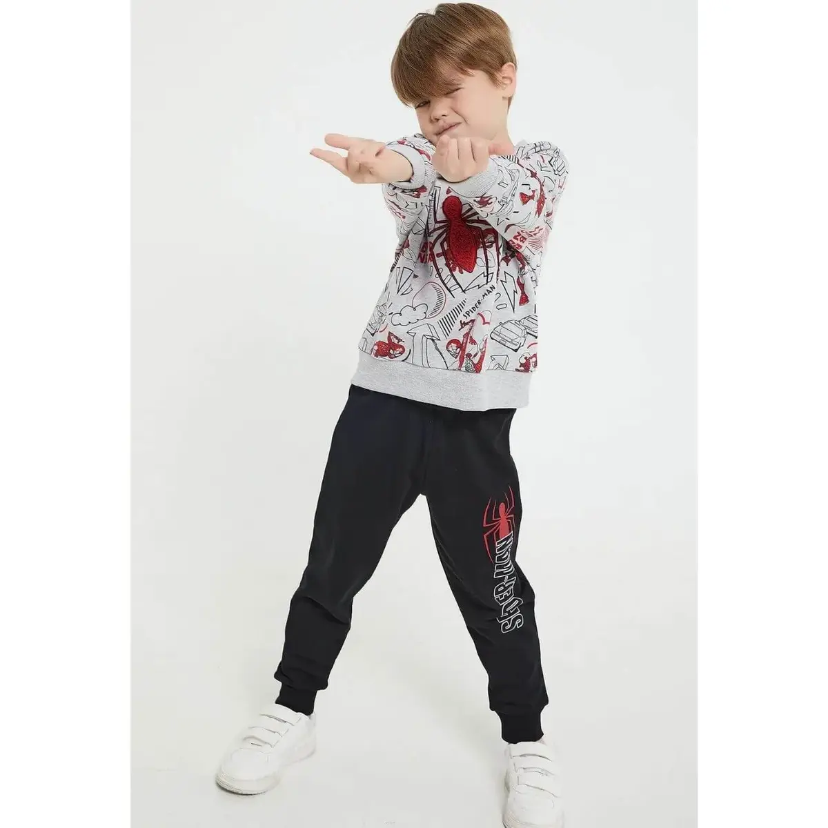 Spider Man Eşofman Takımı Gri Melanj