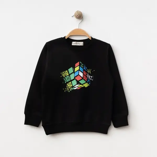 Winimo Sweatshirt Zeka Küpü Baskılı Siyah