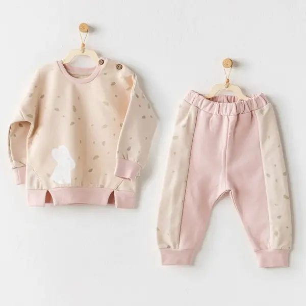 Andy Wawa 2li Takım Baby Casual Bej -  Pembe