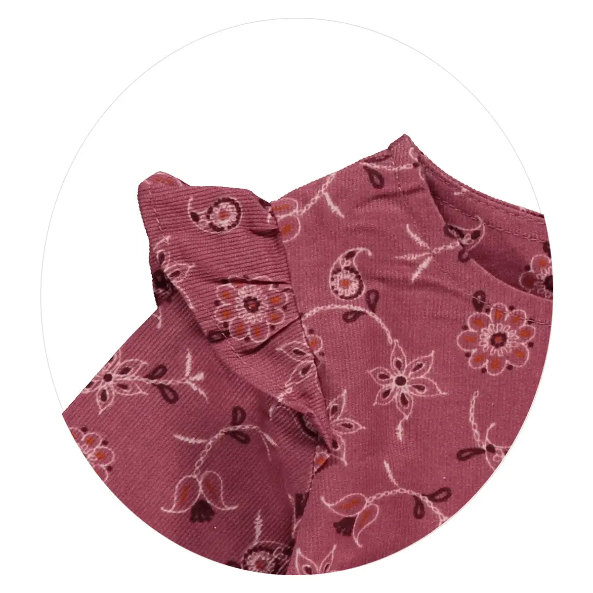 Overdo Elbise Bandanalı Kadife Çiçekli Gül Kurusu