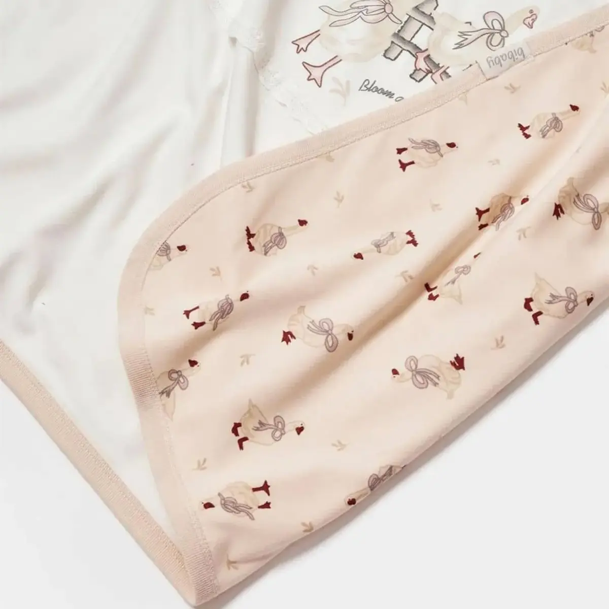 Bibaby Battaniye Twinn Duck 85x90cm Ekru - Pembe