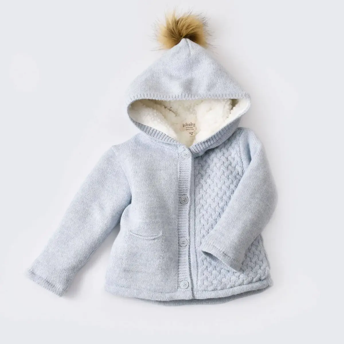 Bibaby Hırka Triko Cepli Welsoftlu Mavi Bibaby Hırka Triko Cepli Welsoftlu Mavi