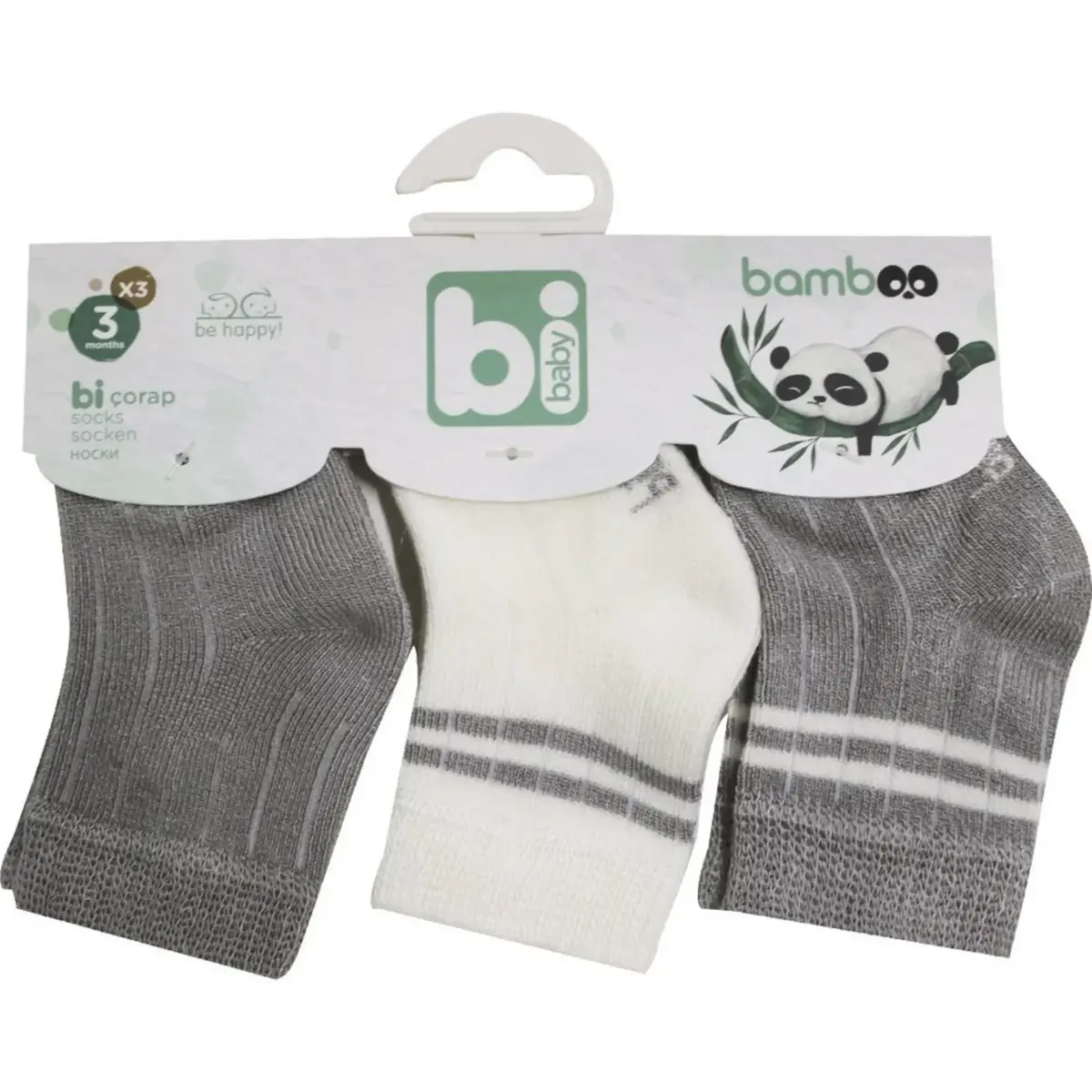 Bibaby Çorap Soket 3lü Derby Bamboo Gri Bibaby Çorap Soket 3lü Derby Bamboo Gri