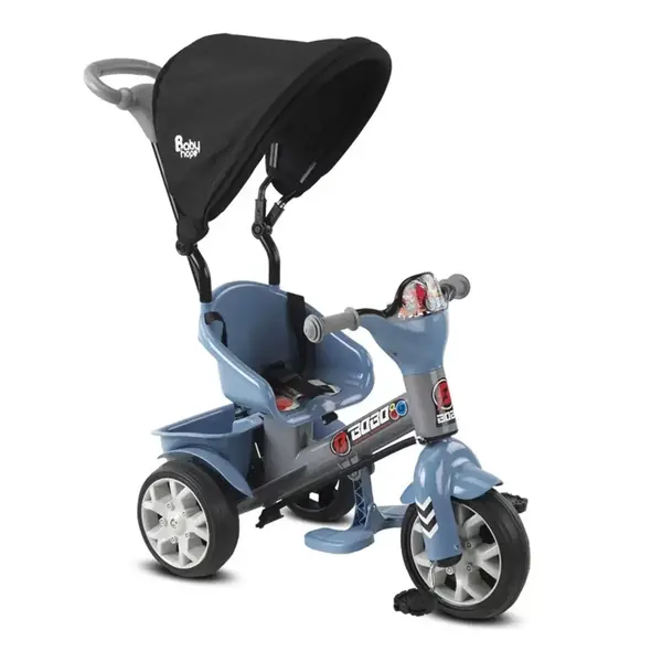 Babyhope Bobo Tenteli İtmeli Bisiklet Mavi-Gri