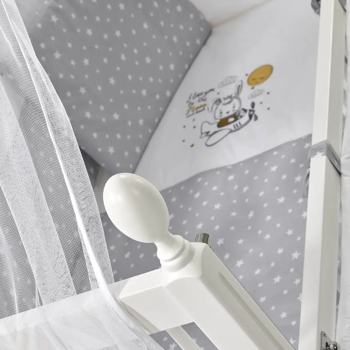 Meltem Smart Kral Beşik 60x120 cm Gri - Moon Gri