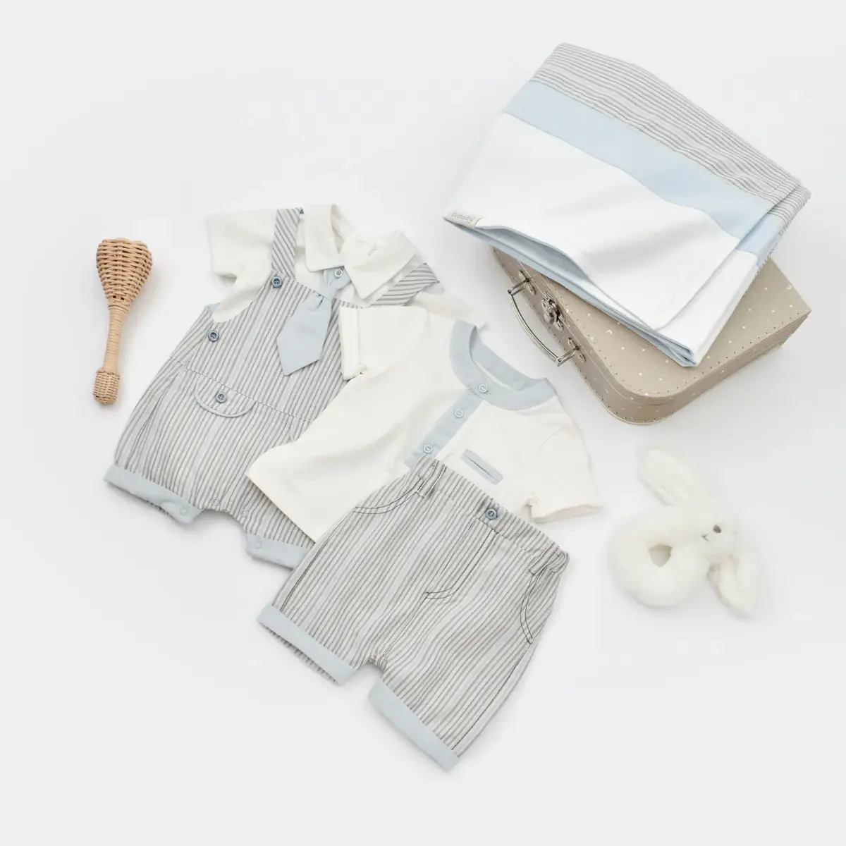 Bibaby 2li Takım Şapkalı Azur Mavi