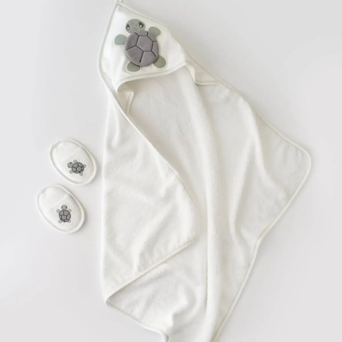 Bibaby Bornoz Takımı Tortoise Ekru - Yeşil