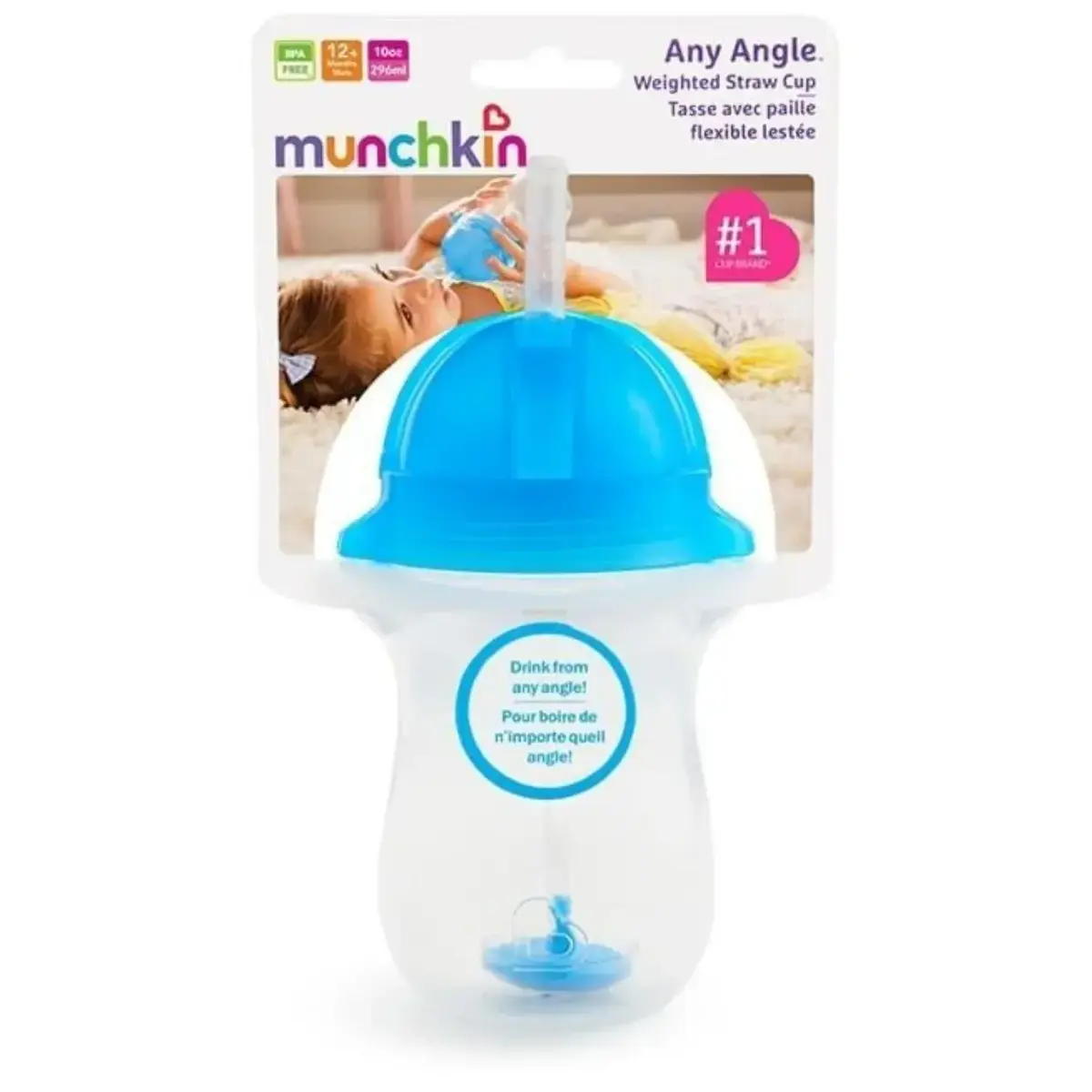 Munchkin Tıklama Kilitli Uçlu Pipetli Alıştırma Bardağı 296 ml Mavi