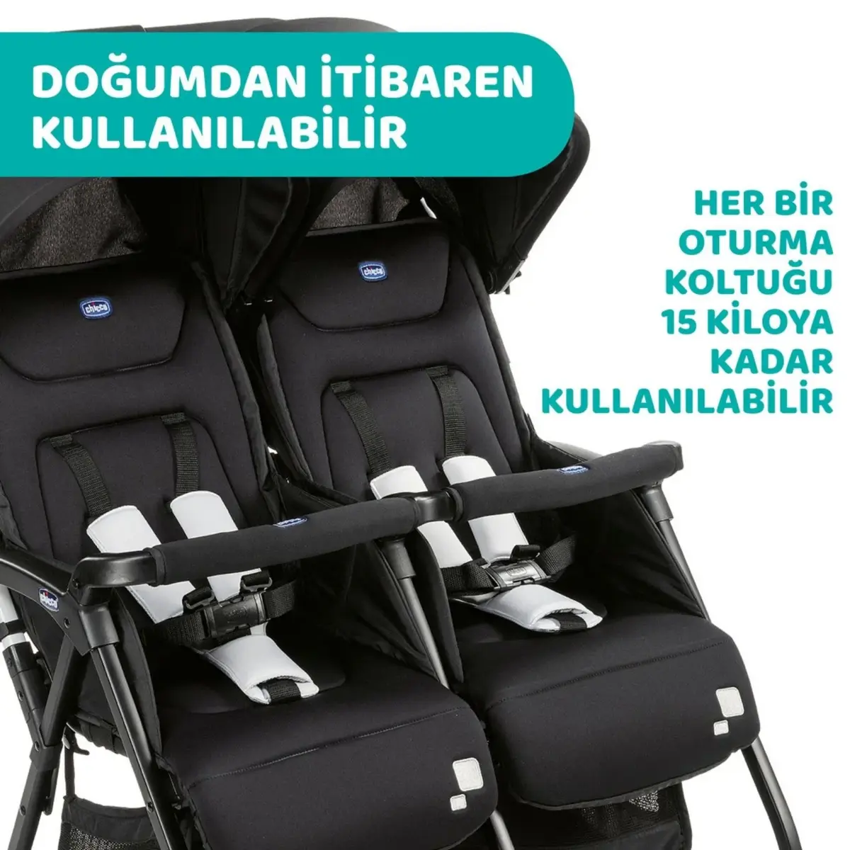 Chicco Ohlala İkiz Bebek Arabası Black Night