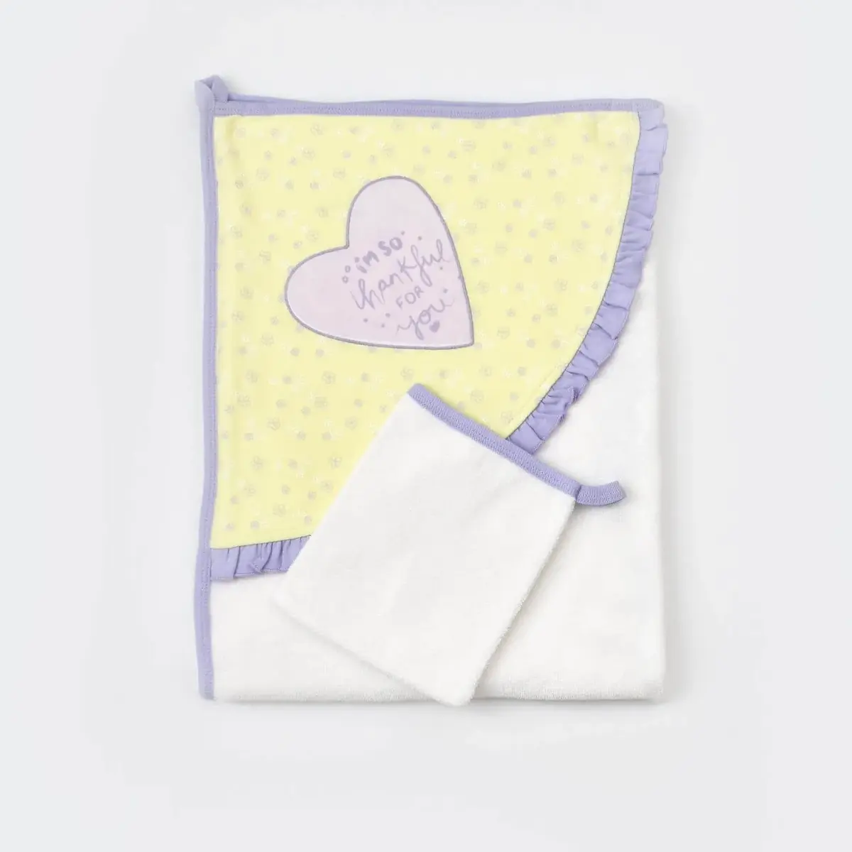 Bibaby Organik Havlu Love You Baby Yellow Lavender