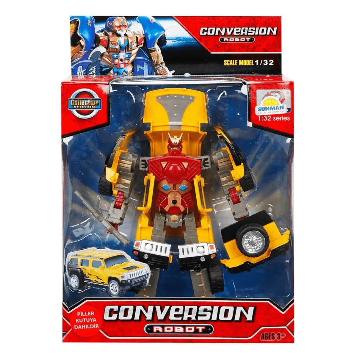 Sunman Robot Araca Dönüşebilen Sesli ve Işıklı  1/32