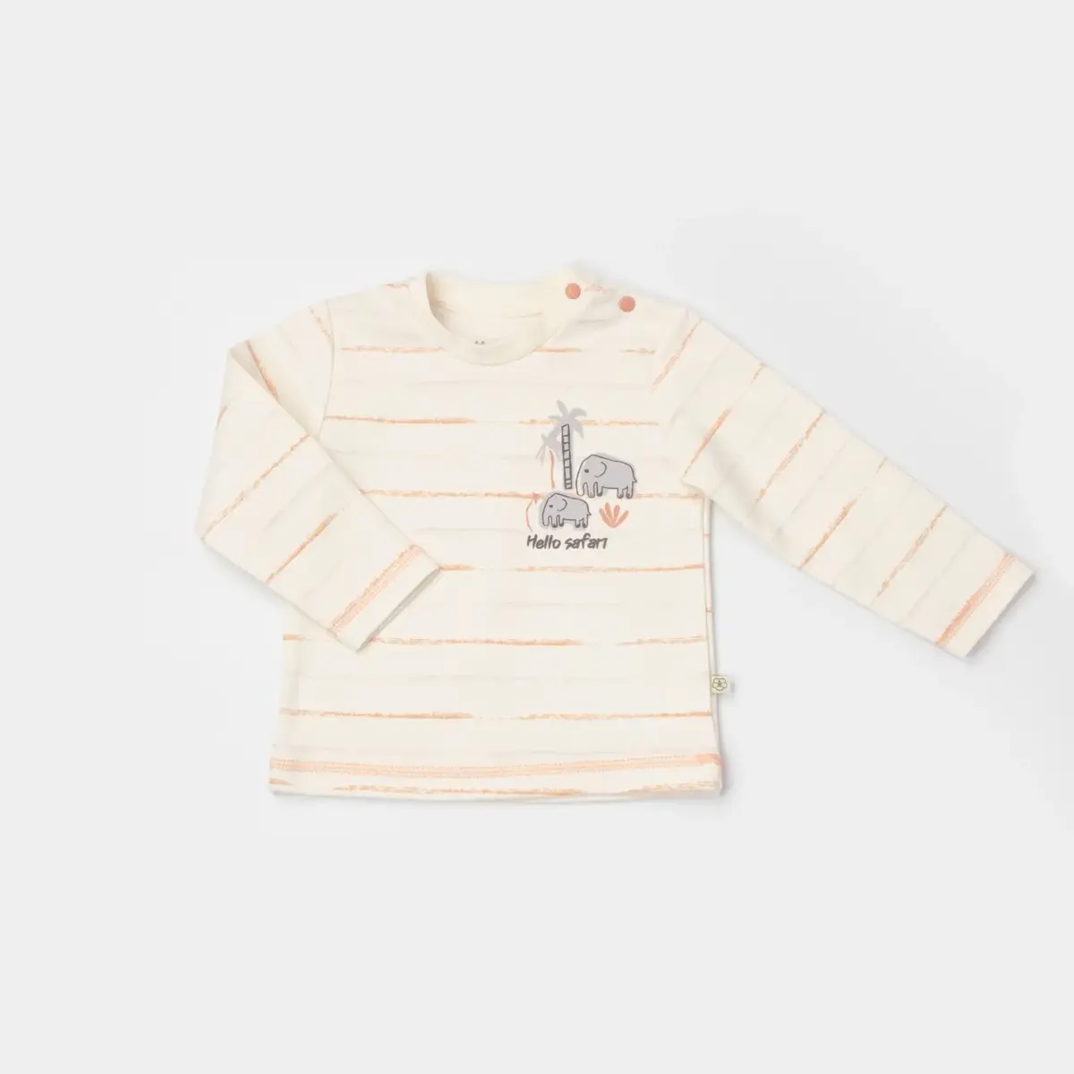 Bibaby Organik Pijama Takımı Hello Safari Ekru - Kiremit