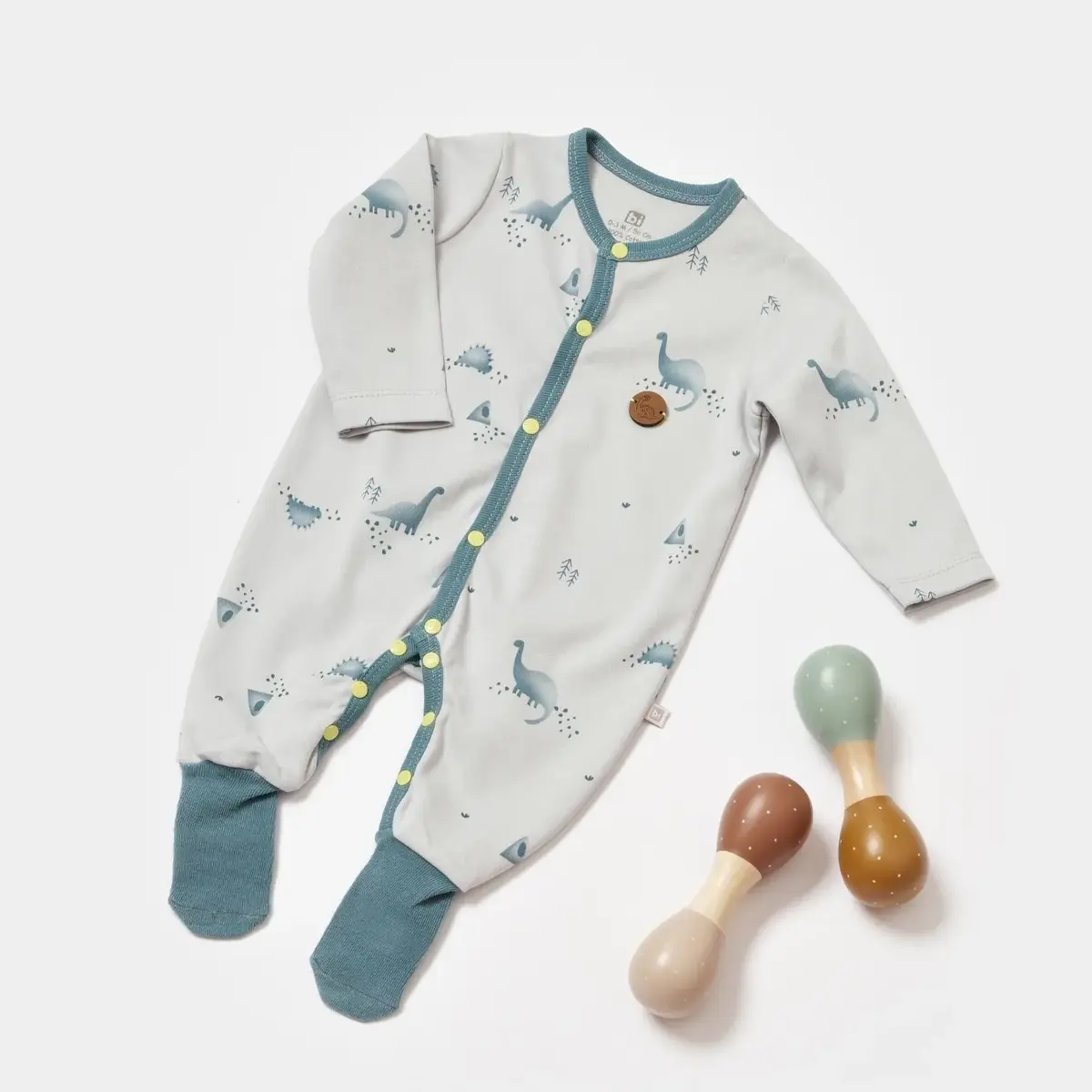 Bibaby Tulum Çoraptolon My Little Dinosaur Gri - Petrol