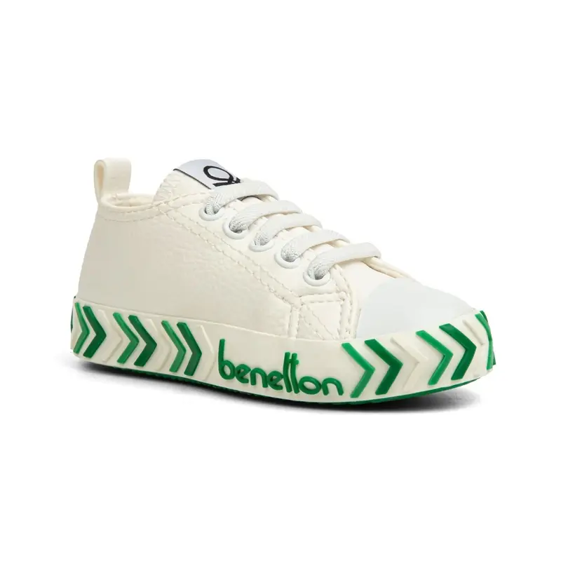 Benetton Ayakkabı Spor Patik Suni Deri Beyaz - Yeşil