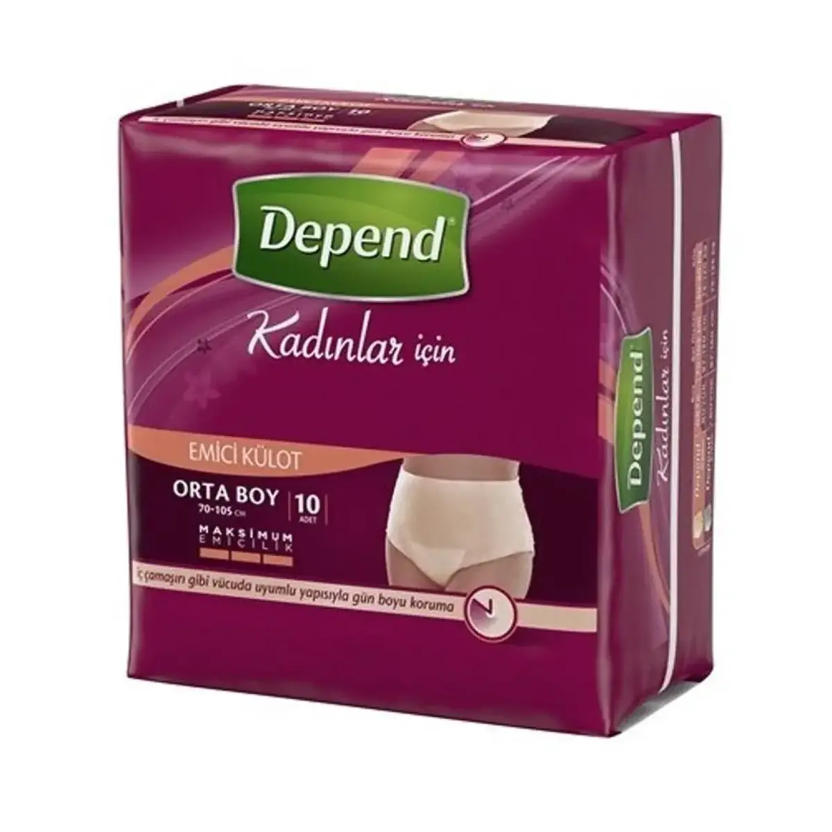 Depend Tek Kullanımlık Emici Kadın Külodu 10'lu Orta Boy