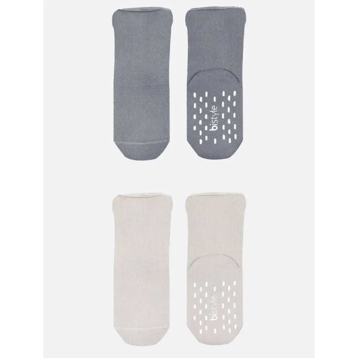 Bistyle Çorap Soket Havlu 2li Kaymaz Basic Boy Gri - Natural
