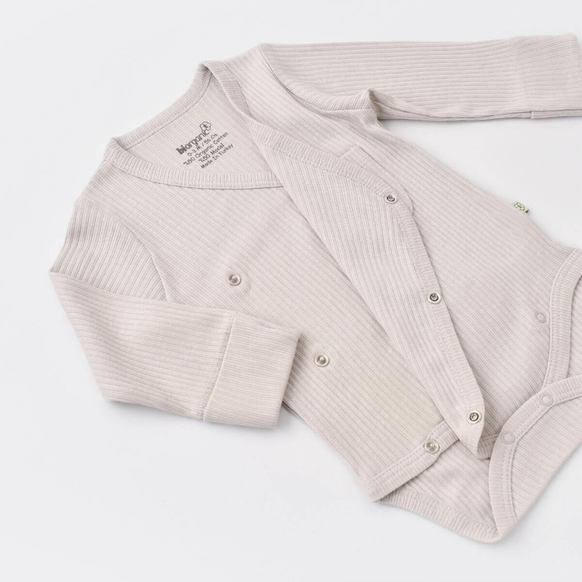 Bibaby Organik Body Kruvaze Eldivenli Soft Modal Gri