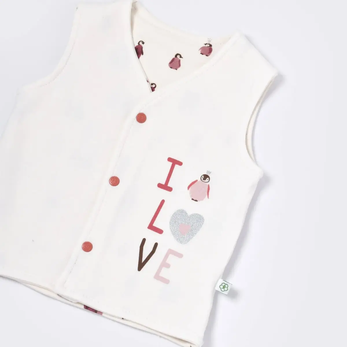 Bibaby Organik Yelek Penye Little Love Rose Dry