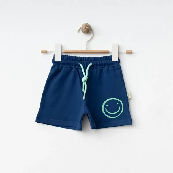 Bebolly Şort Gülenyüz Baskılı Lacivert