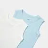 Bibaby Atlet Body 2li Jakarlı Mavi - Ekru