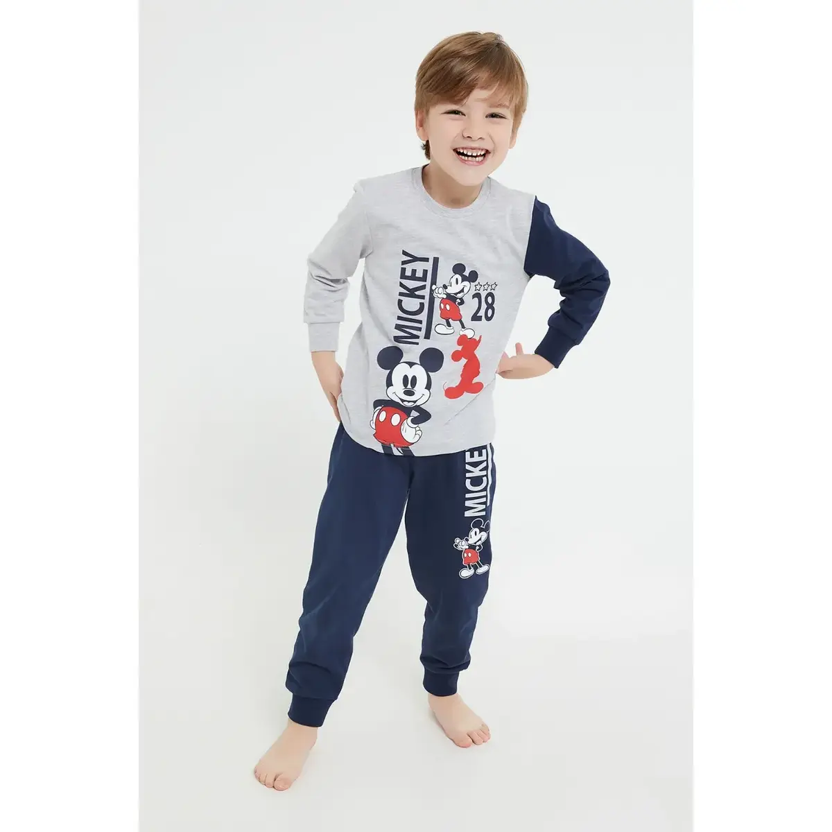 RolyPoly Mickey Mouse Pijama Takımı Gri Melanj