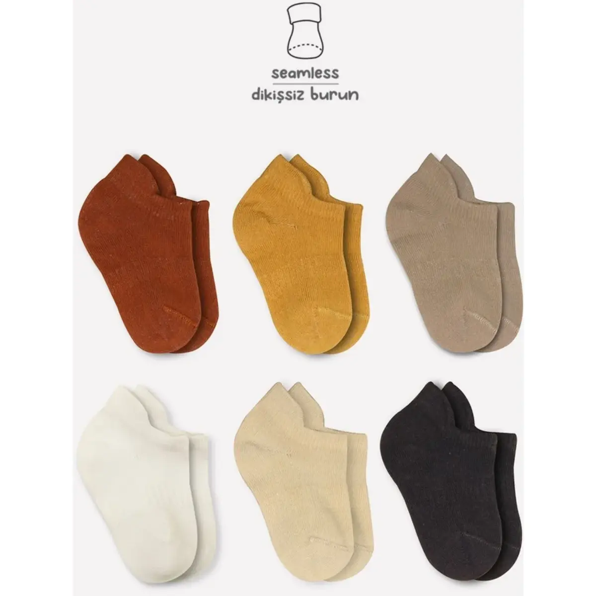 Bibaby Çorap Sneakers Bistyle 6lı Colors Toprak Bibaby Çorap Sneakers Bistyle 6lı Colors Toprak