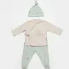 Bibaby Organik Zıbın Takımı 3lü Modal Happy Forest Bej - Mint