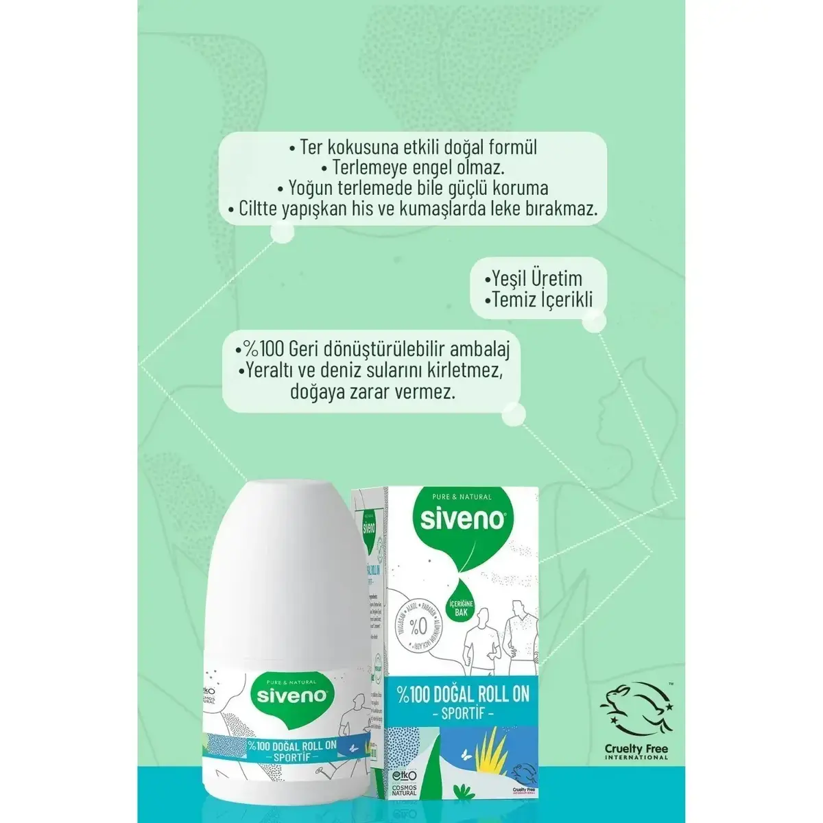 Siveno %100 Doğal Roll-On Sportive 50 ml 