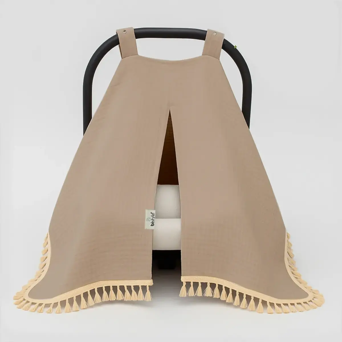 Bistyle Müslin Puset Yüz Örtüsü Püsküllü Bej